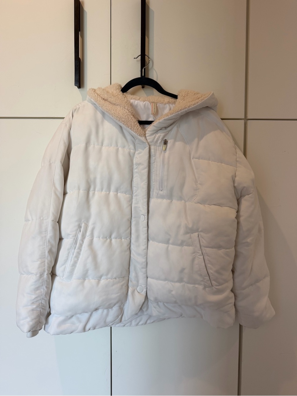 Free People White Puff Hooded Jacket